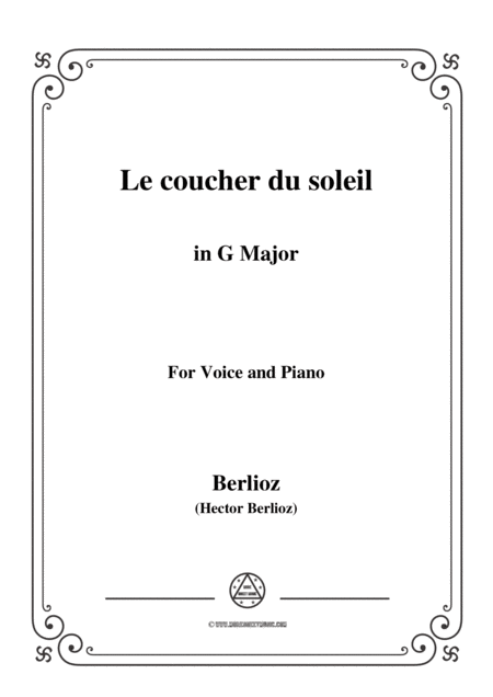 Berlioz Le Coucher Du Soleil In G Major For Voice And Piano Sheet Music