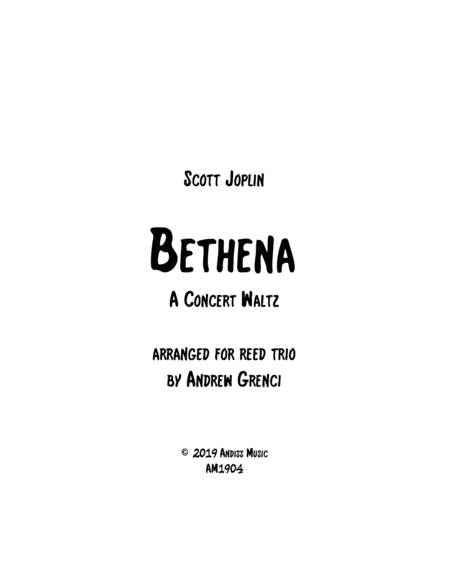 Free Sheet Music Bethena For Reed Trio