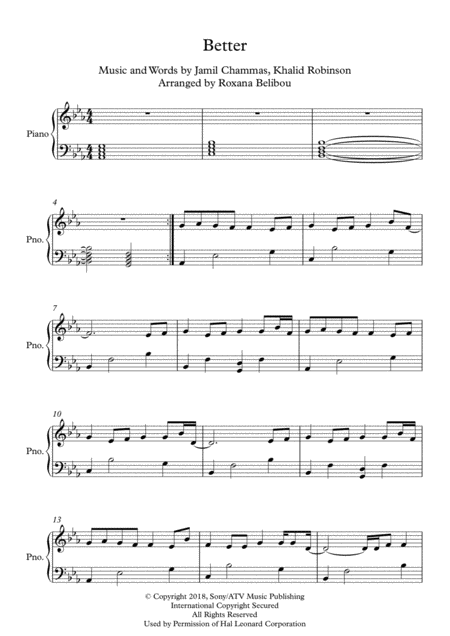 Free Sheet Music Better By Khalid Piano