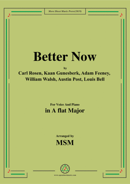 Free Sheet Music Better Now In A Flat Major For Voice And Piano