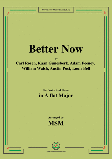 Better Now In A Flat Major For Voice And Piano Sheet Music