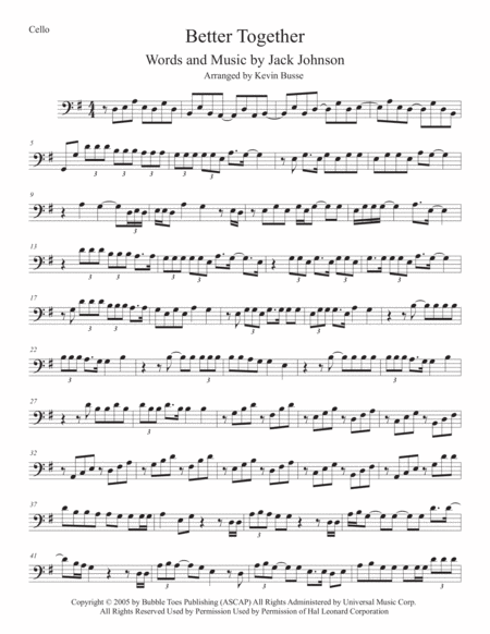 Better Together Cello Sheet Music