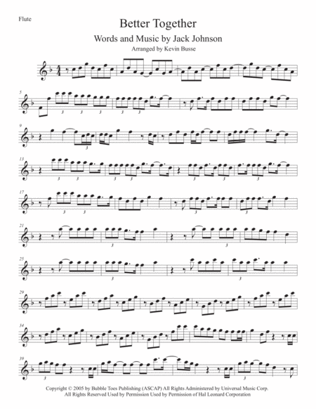 Better Together Original Key Flute Sheet Music