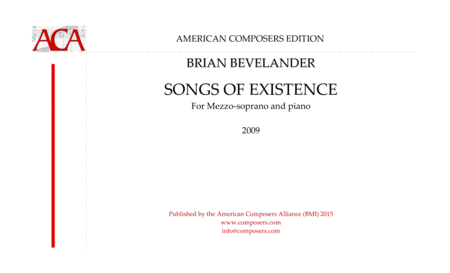 Bevelander Songs Of Existence Sheet Music