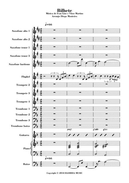 Bilhete Big Band Arrangement Sheet Music