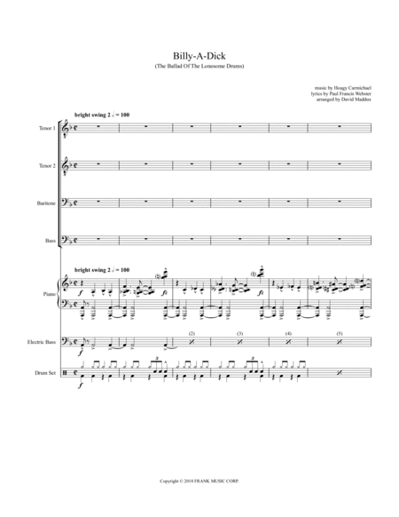 Billy A Dick The Ballad Of The Lonesome Drums Sheet Music