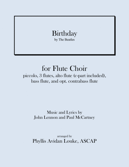 Birthday By The Beatles For Flute Choir Sheet Music