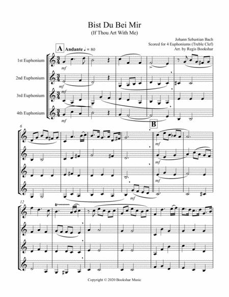 Free Sheet Music Bist Du Bei Mir 4 Euphoniums Treble Clef