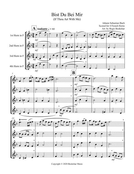 Bist Du Bei Mir 4 French Horns Sheet Music