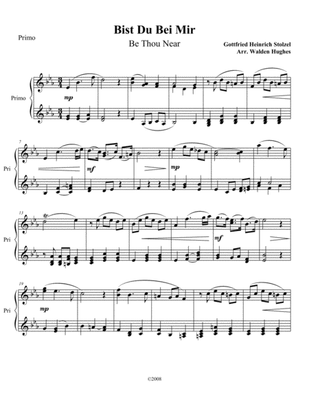 Bist Du Bei Mir Be Thou Near Formerly Thought To Be By Js Bach Sheet Music