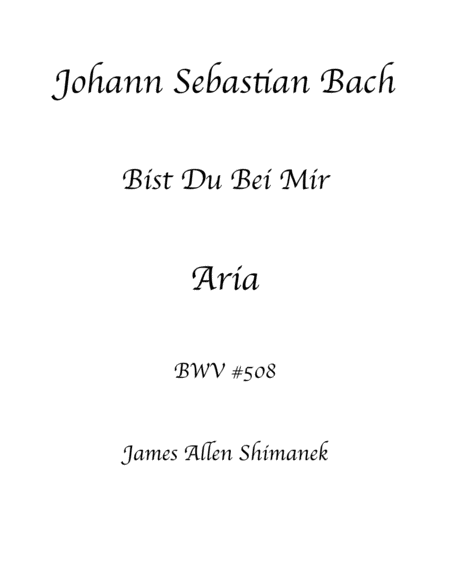 Bist Du Bei Mir Bwv 508 Sheet Music