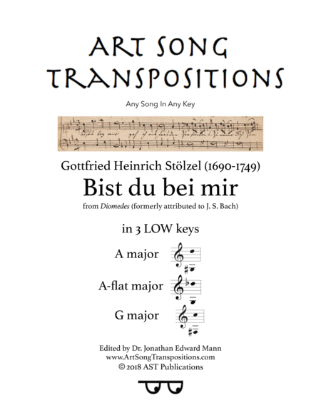 Free Sheet Music Bist Du Bei Mir In 3 Low Keys A A Flat G Major