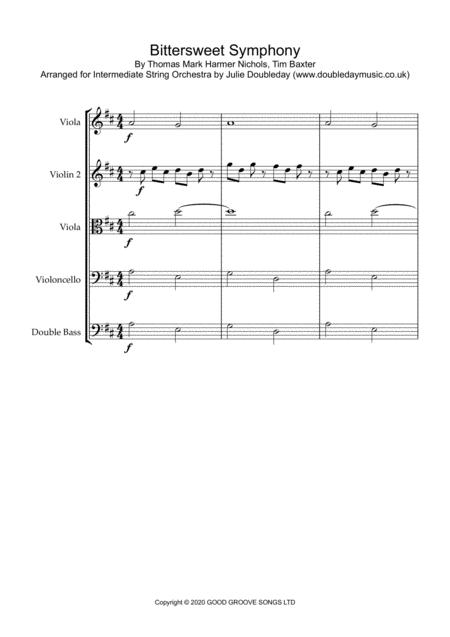 Free Sheet Music Bittersweet Symphony For Intermediate String Orchestra