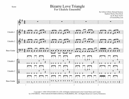 Bizarre Love Triangle By New Order Arr For Ukulele Ensemble Band Orchestra Sheet Music