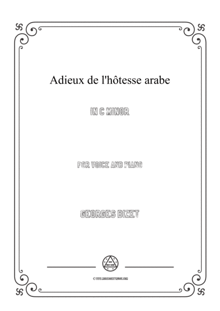 Bizet Adieux De L Htesse Arabe In C Minor For Voice And Piano Sheet Music