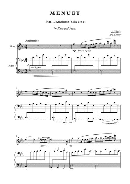 Free Sheet Music Bizet Menuet From L Arlesienne Suite No 2 Flute And Piano