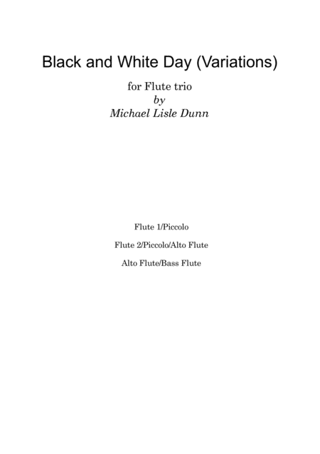 Black And White Variations For Flute Trio Sheet Music