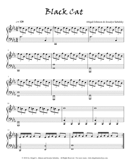 Free Sheet Music Black Cat Intermediate Piano Solo
