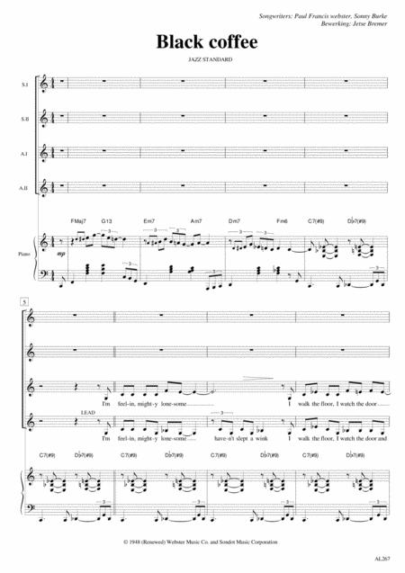 Black Coffee Ssaa Piano Sheet Music