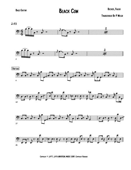 Free Sheet Music Black Cow Bass Guitar