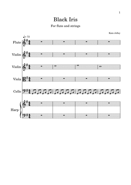 Black Iris For Flute And Strings Sheet Music