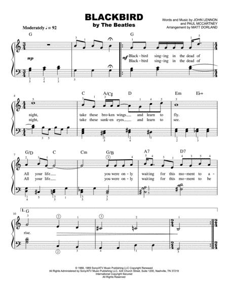 Free Sheet Music Blackbird Easy Piano