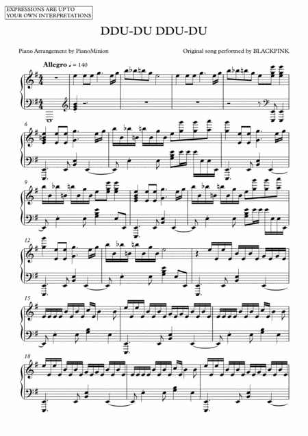 Blackpink Ddu Du Ddu Du Pianocover By Pianominion Sheet Music