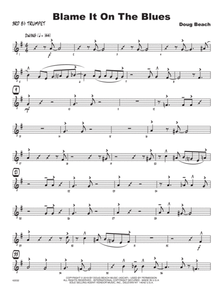 Blame It On The Blues 3rd Bb Trumpet Sheet Music