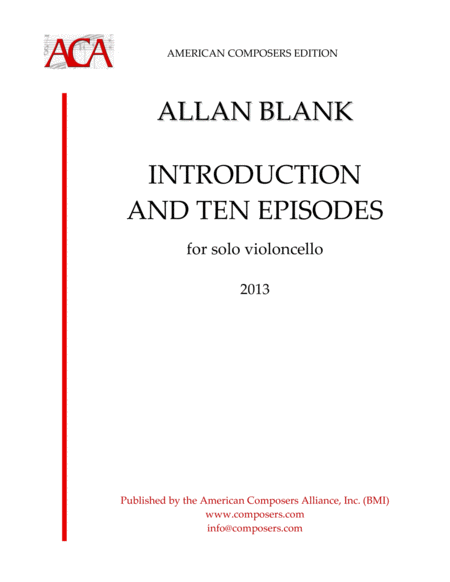 Blank Introduction And Ten Episodes Sheet Music