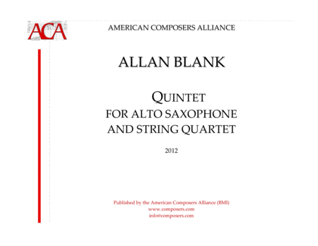 Free Sheet Music Blank Quintet For Alto Saxophone And String Quartet