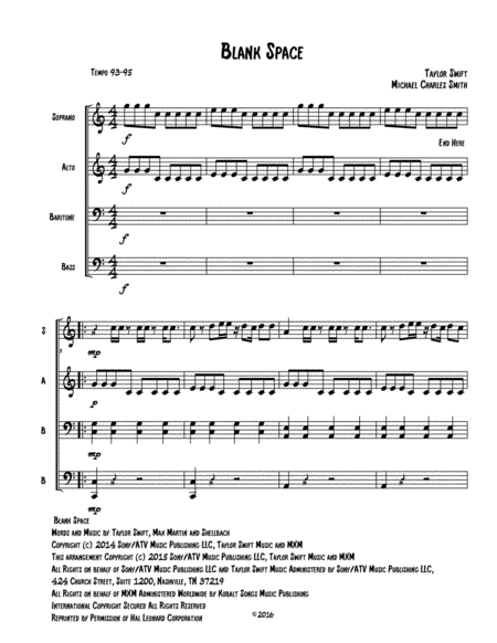 Free Sheet Music Blank Space For Diatonic Or Chromatic Marimba Quartet Key Of C