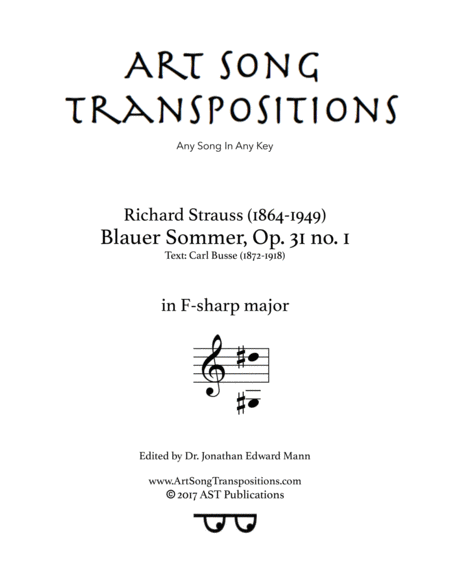 Free Sheet Music Blauer Sommer Op 31 No 1 F Sharp Major