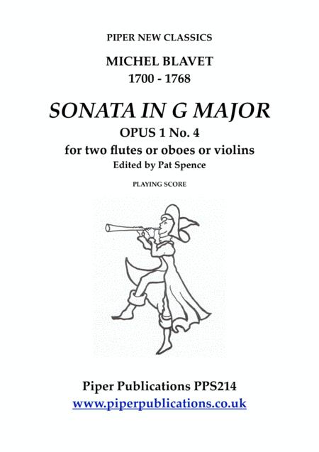 Free Sheet Music Blavet Sonata In G Major For Two Flutes Or Oboes Or Violins