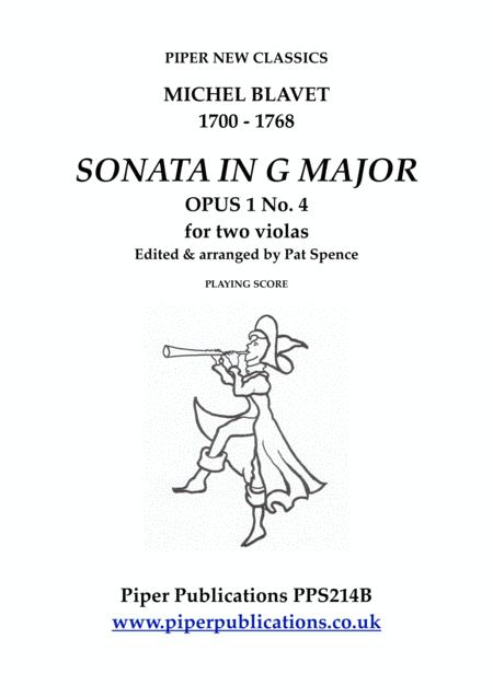 Blavet Sonata In G Opus 1 No 4 For 2 Violas Sheet Music