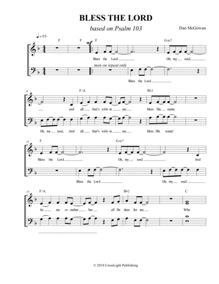 Free Sheet Music Bless The Lord