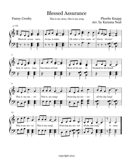 Blessed Assurance Jesus Is Mine Sheet Music