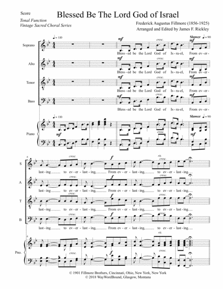 Free Sheet Music Blessed Be The Lord God Of Israel