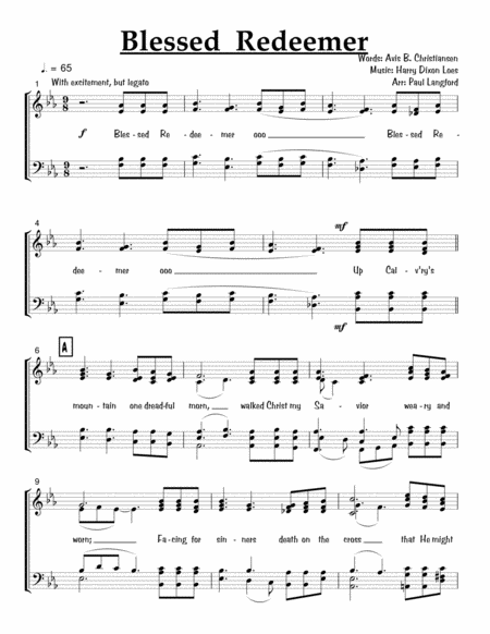 Blessed Redeemer Satb Acappella Sheet Music