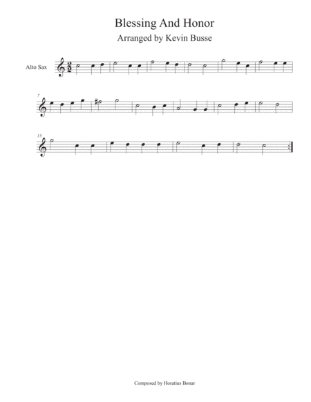 Blessing And Honor Easy Key Of C Alto Sax Sheet Music