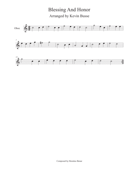 Free Sheet Music Blessing And Honor Easy Key Of C Oboe