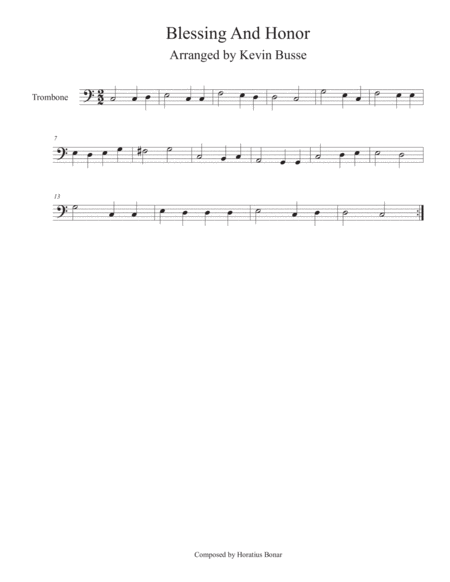 Blessing And Honor Easy Key Of C Trombone Sheet Music