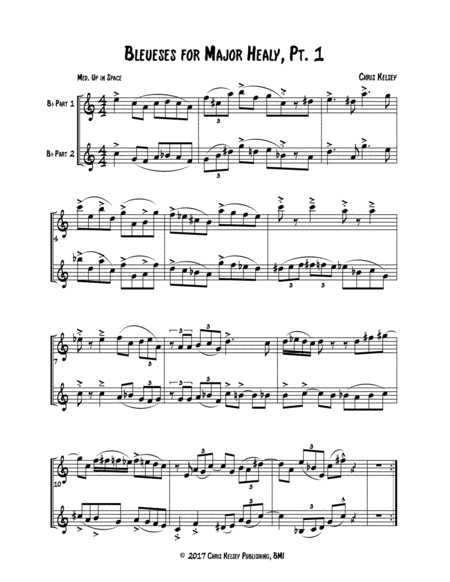 Bleueses For Major Healy Duet For Bb Instruments Sheet Music