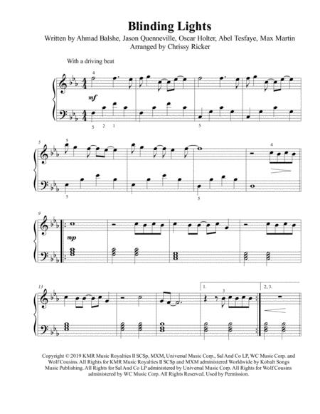 Blinding Lights Intermediate Piano Sheet Music