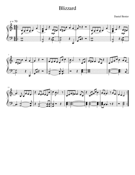 Free Sheet Music Bllizzard Easy Song For Piano