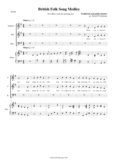 Blow Away The Morning Dew For Sab Choir And Piano Sheet Music