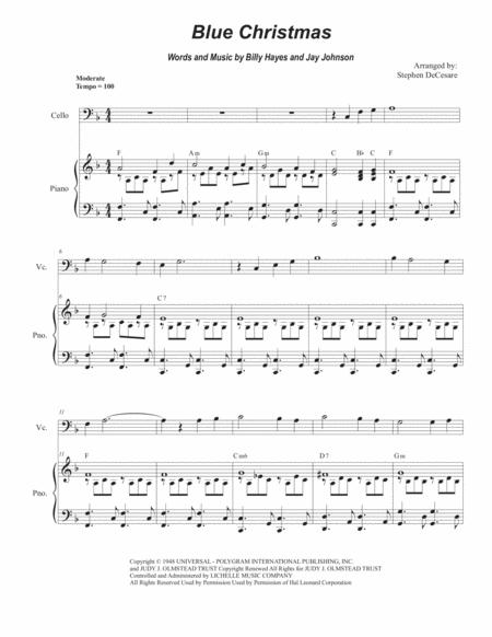 Blue Christmas Cello Solo And Piano Sheet Music