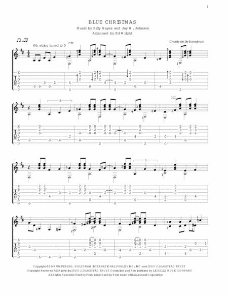 Free Sheet Music Blue Christmas For Fingerstyle Guitar Arranged By Ed Wright