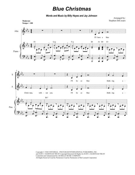 Free Sheet Music Blue Christmas Vocal Trio Sab