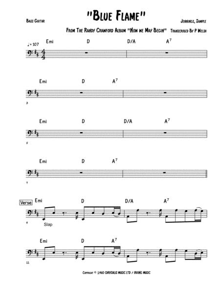 Blue Flame Bass Guitar Sheet Music