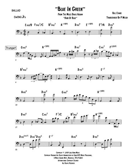 Blue In Green Bass Part Sheet Music